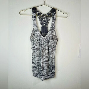 American Dream Grey Crochet Stitched Accent Tank Top Size Small